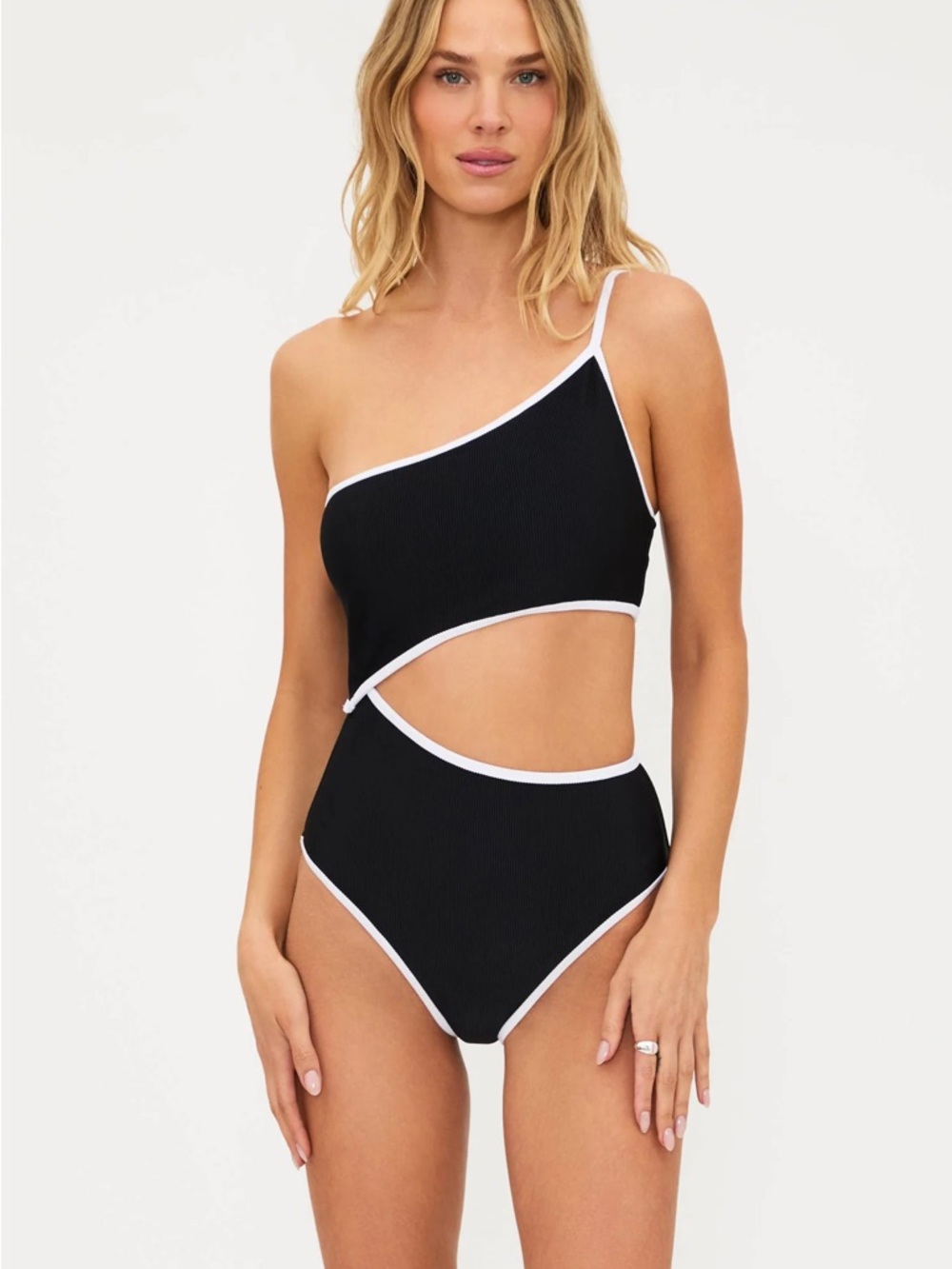 Beach Riot Liora One Piece Black & White Cutout Swimsuit Small